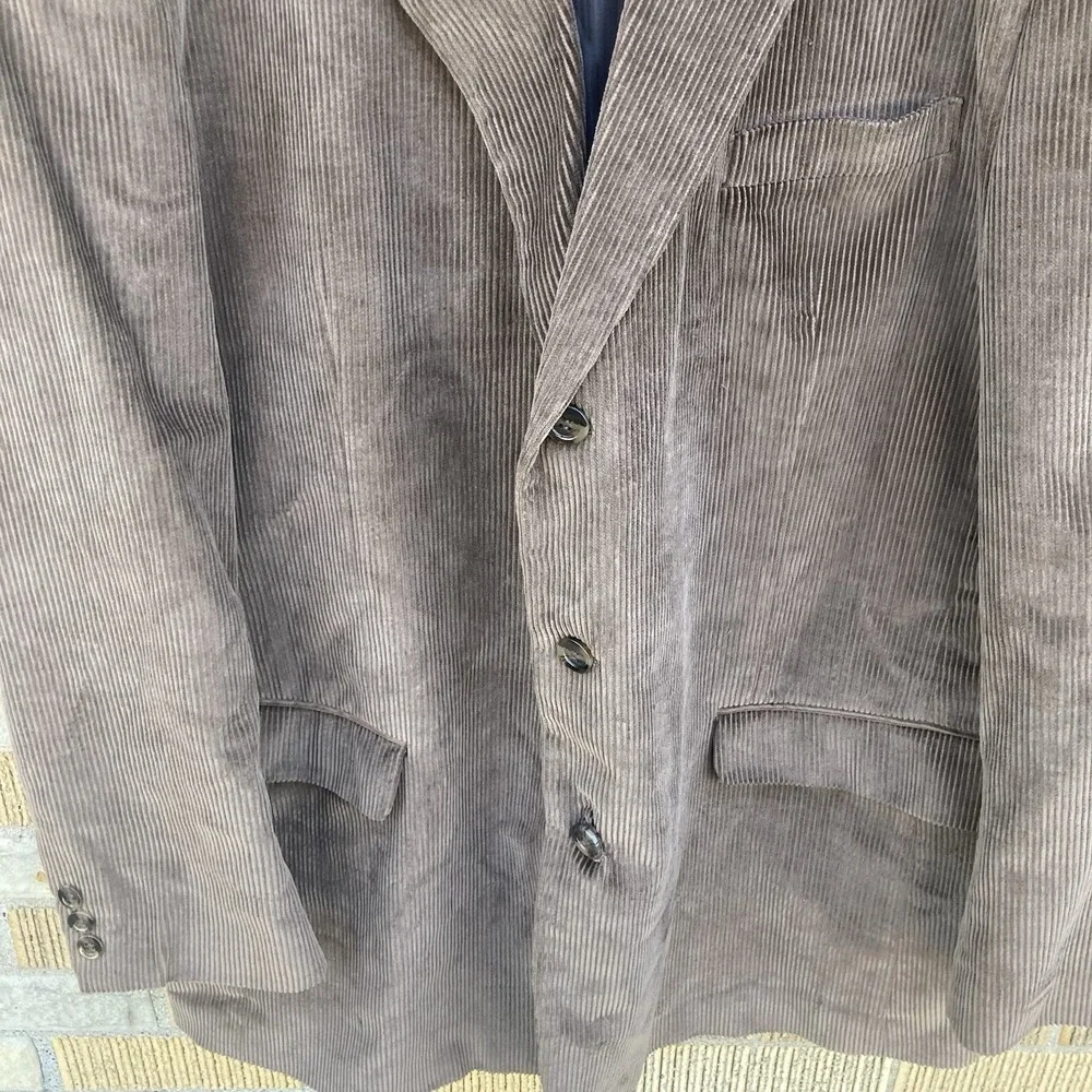 Bolzano Brown Corduroy Sport Coat Blazer‎ Jacket Mens 46L Professor Style Vtg
